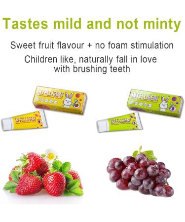 Intelligent Enzymatic Kids Toothpaste for White Healthy Teeth - Natural Non-Foaming Sulfate-Free Fluoride-Free Mint-Free - 2 pcs x 1.37 Ounce (Strawberry) - Buy Online on GoSupps.com