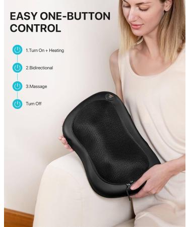 Alljoy Shiatsu Massage Pillows with Heat | 3D Rotating Neck & Back Massager | PU Leather Gift for Men & Women - Buy Online on GoSupps.com