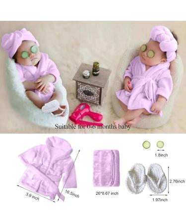 SPOKKI Newborn Photography Props Bathrobe Bath Towel Outfit with Slippers - Purple (0-6 Months) - Buy Online on GoSupps.com