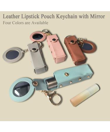 Stylish PU Leather Lipstick Holder Keychain with Mirror - Travel-Friendly Lipstick Organizer & Chapstick Pouch Gift for Women - Buy Online on GoSupps.com