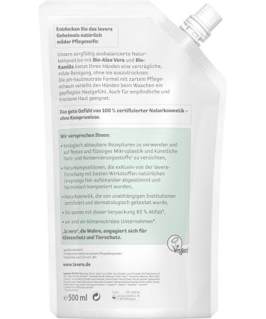 Lavera Refill Bag Base Sensitive Mild Care Soap - Organic Aloe Vera Liquid Soap for Sensitive Skin - Vegan pH-Neutral - 6 x 500ml - Buy Online on GoSupps.com