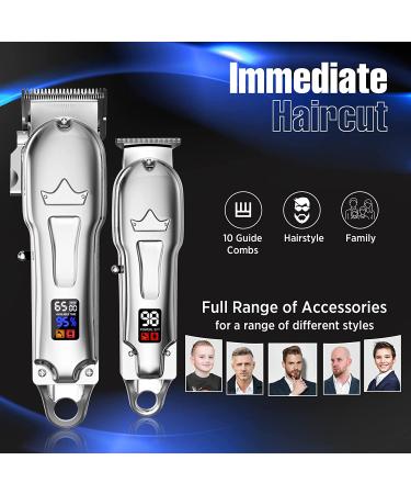 LURNOFY Hair Clippers + T-Blade Trimmer Kit | Professional Barber Set for Men | Cordless & Rechargeable with LED Display - Buy Online on GoSupps.com