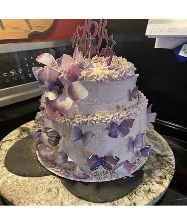 GEORLD 48 Purple Edible Wafer Paper Butterflies Cake Decorations Cupcake Topper - Buy Online on GoSupps.com