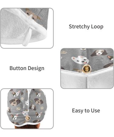 Cute Dogs Paws Dry Hair Cap | Quick Drying Towel Set with Button Headband | Super Absorbent & Soft Comfort for Pets - International Shipping Available - Buy Online on GoSupps.com