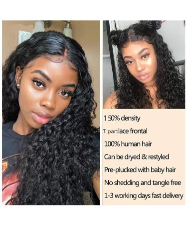 18 Brazilian Virgin Water Wave T-Part Lace Front Wig for Black Women - 150% Density, Pre Plucked, Natural Color - Buy Online on GoSupps.com