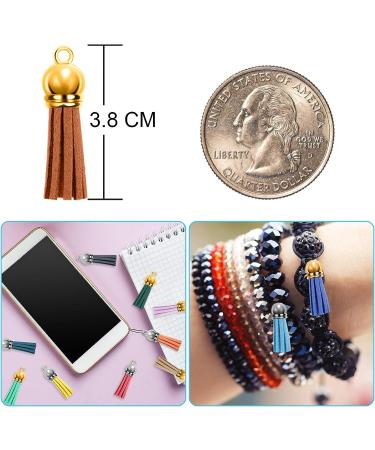Duufin 200 Pieces Keychain Tassels Bulk - Colorful Leather Tassel Pendants for DIY Crafts - Gold and Silver - Buy Online on GoSupps.com