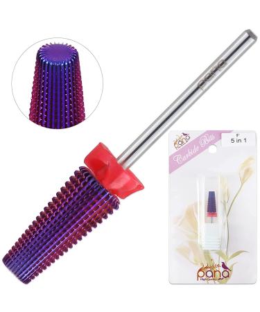 PANA Nail Carbide 5 in 1 Bit - Two Way Rotate for Left and Right Handed - Fast Acrylic/Gel Removal - 3/32 Shank - Manicure Drill Machine (Fine - F Purple) - Buy Online on GoSupps.com