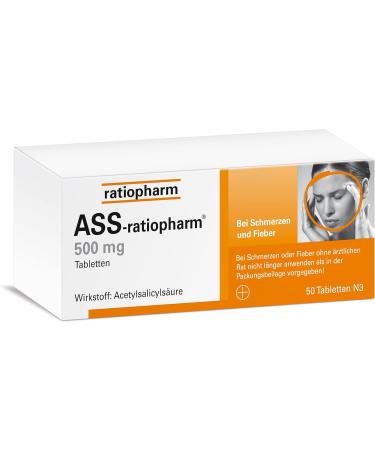 ASS-ratiopharm 500 mg Tablets - Trusted Pain Relief - 50 Tablets - Fast International Shipping - Buy Online on GoSupps.com