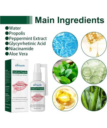 Mouth Ulcer Treatment Spray 30ml Mouth Ulcer Spray OralCare Propolis Ulcer Relief Spray for Wound Protection & Relief Canker Sore Treatment Herbal Mouth Spray Breath Spray for Bad Breath (2Pcs) - Buy Online on GoSupps.com