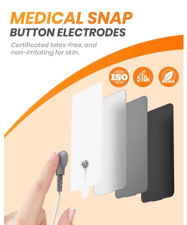 10-Pack Rectangular Snap TENS Unit Replacement Pads | Self-Adhesive 1.8X3.8 TENS Electrode Pads | AVCOO Latex-Free | Compatible with TENS EMS Devices | 3.5mm Button Leads | White - Buy Online on GoSupps.com