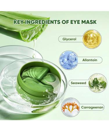 Aloe Vera Eye Mask (120 pcs) - Reduce Puffiness & Dark Circles | Firm Under-Eye Skin & Minimize Fine Lines | Rejuvenating Under-Eye Patches - Buy Online on GoSupps.com