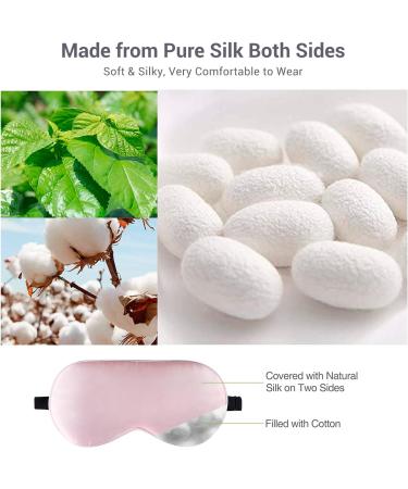 LaCourse 100% Natural Mulberry Silk Sleep Eye Mask for Women | Adjustable 19 Momme Organic Silk | Pink with 4 Pairs Ear Plugs - Buy Online on GoSupps.com