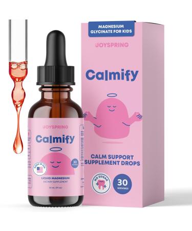 JoySpring Calmify Magnesium Glycinate for Kids | Liquid Magnesium with L-Theanine Supplement | Chamomile Extract & Passion Flower Extract | Sugar-Free Calm Drops | 1 fl oz (30 Servings) Magnesium Glycinate 1 Fl Oz (Pack of 1)