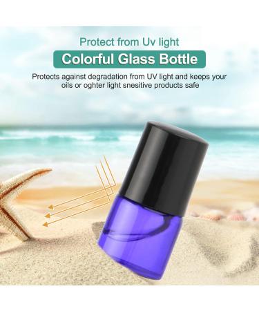 50-Pack 1ml Glass Roll-On Bottles Mixed Colors with Stainless Steel Roller Balls and Black Caps for Aromatherapy - Includes Pipette - Buy Online on GoSupps.com