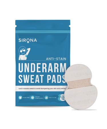 Sirona Disposable Underarm Sweat Pads -12 Pads 12 Count (Pack of 1) - Buy Online on GoSupps.com
