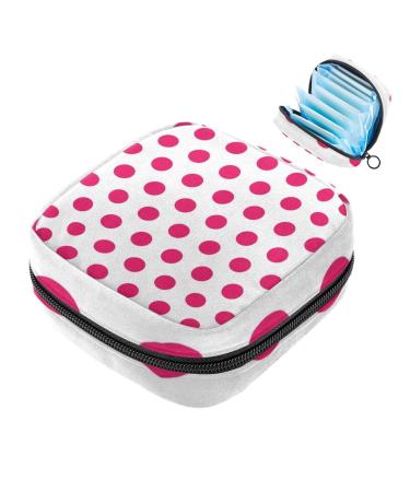 Menstrual Pad Bag with Zipper Ladies Napkin Pouch Tampons Collection Bag for Women and Girls (Dotted)