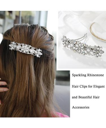 Barrette Crystal Hair Clips Rhinestone Bridal Wedding Hair Accessories for Women Elegant Rhinestone Flower Hair Clips Jewelry Hair Decorations For Wedding Birthday Prom Gift - Buy Online on GoSupps.com