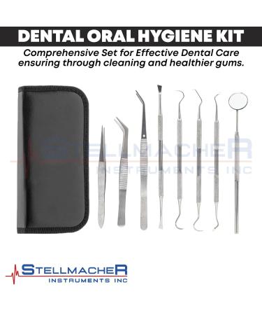 STELLMACHER 8 Pcs Dental Kit - Professional Stainless Steel Tools for Teeth Cleaning Plaque & Tartar Removal | Dental Hygiene Essentials - Buy Online on GoSupps.com
