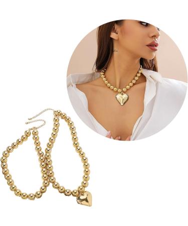 Oralgos Cardiac Pearl Necklace Set - Elegant Gold Heart Jewelry Versatile Fashion Accessory for Special Occasions - Buy Online on GoSupps.com
