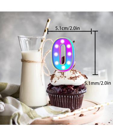18pcs Blue Fluorescence Number 0 Dessert Cupcake Topper Number Combination Theme Decoration Supplies Happy Birthday Engagement Wedding Anniversary Party Decor Supplies - Buy Online on GoSupps.com