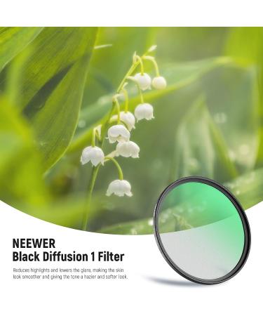 NEEWER 49mm Black Diffusion 1 Filter - Cinematic Mist Dreamy Effect, Ultra Slim & Water Repellent - for Video, Vlog & Portrait Photography - Buy Online on GoSupps.com