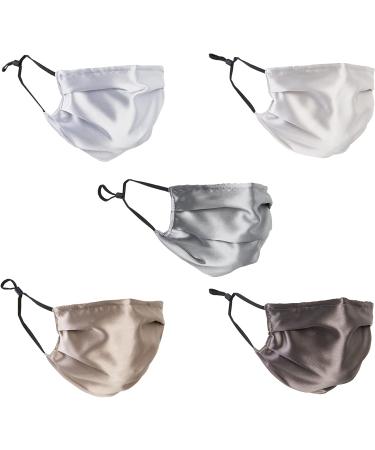 HABAC STUDIO Pack of 5 Satin Silk Face Masks Reusable Cover Bandana Balaclavas Face Masks Washable UK Black Face Mask with Nose Wire Pleated Face Mask for Women Men Adjustable. Greys - Buy Online on GoSupps.com