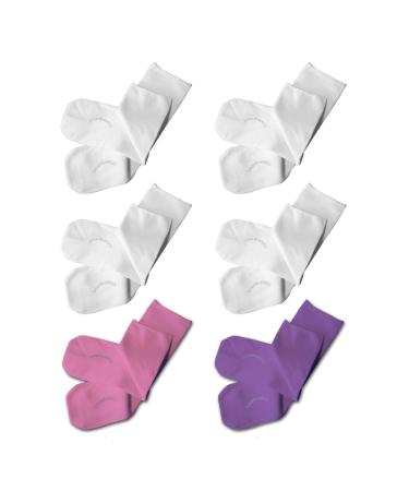 SmartKnitKIDS Sensory-Friendly Sensitivity Seamless Socks - 6 Pack ((1) Pink (1) Purple & (4) White 2X-Large)
