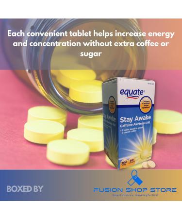 Caffeine Tablets- Stay Awake 200mg 80 Count (Pack of 2) Boxed by Fusion Shop Store - Buy Online on GoSupps.com