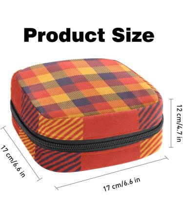 Portable Women's Menstrual Storage Bags | Cute Checkered Orange Bags for Pads Tampons & Menstrual Cups | Ideal for Teens - Buy Online on GoSupps.com