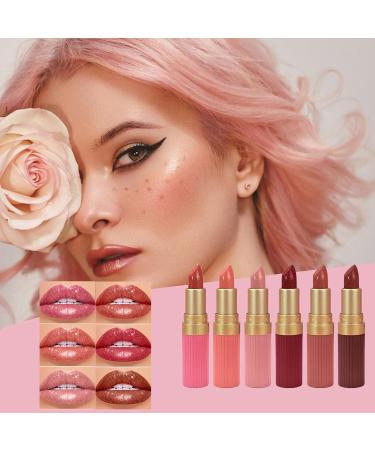  Lunaobrik Small Lipstick Kit 6 Colors Moisturizing Tinted Lip Balm | Waterproof Makeup for Evening Wedding Teen Everyday - Buy Online on GoSupps.com