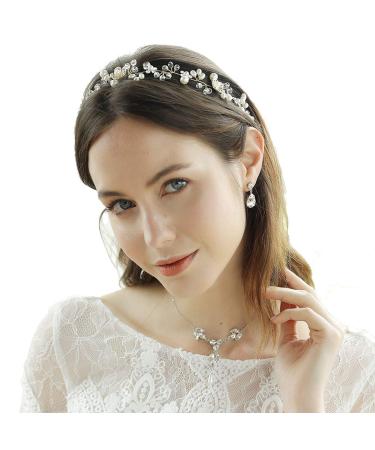 Bridal Hair Vine Crystal Pearls Flower Wedding Headpiece for Bridesmaids - Buy Online on GoSupps.com