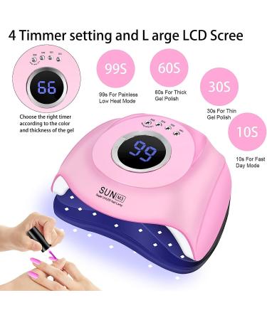 AoxuYLZ 180W UV LED Nail Lamp with 45 Lamp Beads, 4 Timer Settings & LCD Touch Display - Auto Sensor, Professional UV Nail Dryer for Gel Polish - Buy Online on GoSupps.com