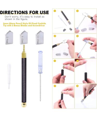 Mardatt 9 Pcs Glass Cutting Tool Set Kit Includes Adjustable Circular Glass Cutter  Glass Running Pliers with Rubber Tip  2mm-20mm Oil Feed Carbide Tip with 3 Bonus Blades for Mirrors Tiles Mosaic - Buy Online on GoSupps.com