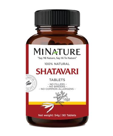Shatavari Tablets by mi Nature -90 Tablets 1000mg | 45 Day Supply | Asparagus | Calming Cooling Supports Rejuvenation Promotes Energy & Vitality| Menstrual Regulation | from India