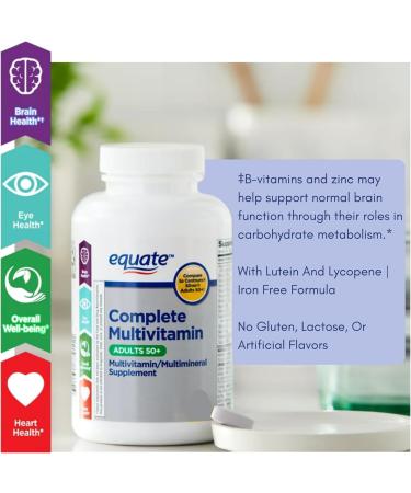 Equate Adult 50+ One Daily Complete Multivitamin Multimineral Supplement Tablets Healthy Brain* - Compare to Centrum Silver 125 Pills (Pack of 1) VSL-Shops - Buy Online on GoSupps.com