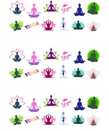 36 Stand Up Yoga Themed Edible Wafer Paper Cake Toppers Decorations