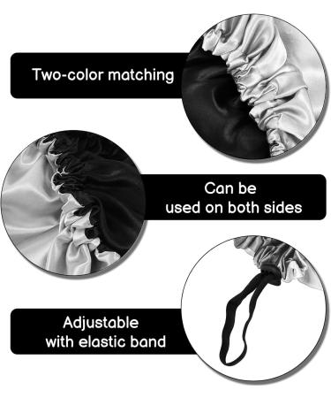 Fuyamp 2 Packs Satin Sleep Cap Adjustable Silky Sleep Bonnet for Women Long Curly Hair Double-Sided Waterproof Satin Hair Cap Extra Large Sleep Satin Bonnet for Women Girls Sleeping Grey+Black - Buy Online on GoSupps.com