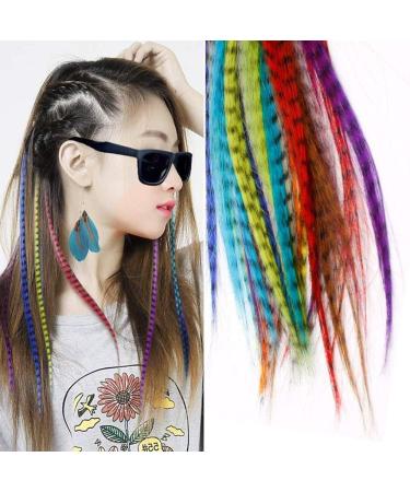 JZZJ Synthetic Hair Extension Kits with 52 Synthetic Assorted Colors Stick Tip Hair Extensions 100 Beads Pliers and Hook (Bright & Pretty Mixed Colors) - Buy Online on GoSupps.com