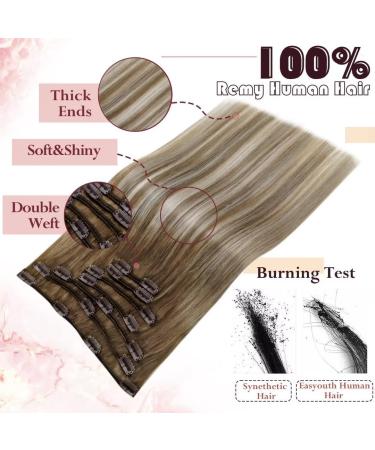 Easyouth Clip in Human Hair Extensions Brown Balayage Ombre Blonde 18 120g 7Pcs #6/60/6 - Buy Online on GoSupps.com