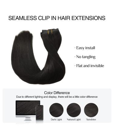 Doores Clip-In Extensions - Real Human Hair Natural Black 50cm (20 Inch) 7 Pieces 110g Remy Seamless Hair Extensions - Buy Online on GoSupps.com