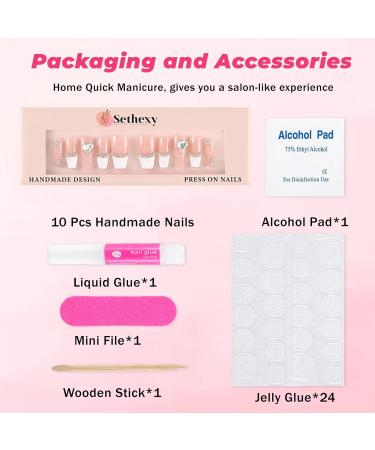 Sethexy French Long Coffin False Nails - Handmade Durable & Stylish | International Shipping Available - Buy Online on GoSupps.com