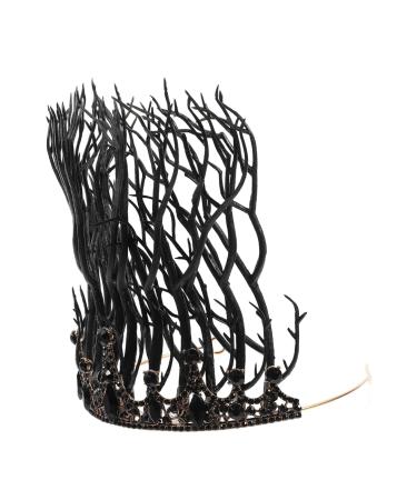 HONMEET Baroque Crown Headband Women Black Hair Crown Halloween Headdress Halloween Headband Fairy Headpiece Fancy Dress Headband Halloween Headpiece Halloween Branch Headdress