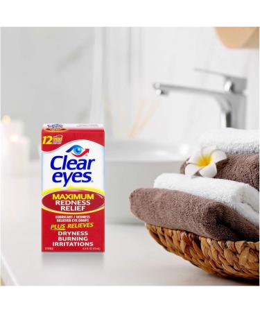 Clear Eyes Maximum Redness Relief Eye Drops - 0.5 Fl Oz (Pack of 3) | Fast Relief from Dryness Burning & Irritation - Max Strength Formula - Buy Online on GoSupps.com
