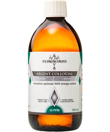 Hydroscorpus Colloidal silver 500 ml 100 natural Optimal ionization 100 solar energy 10 ppm Made in France 100 compostable products
