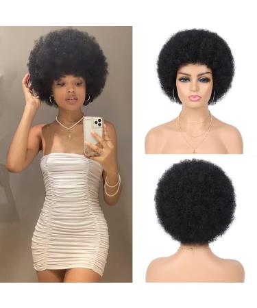 G&T Wig 70s Afro Wigs for Black Women, Afro Puff Wigs Bouncy and Soft Natural Looking Full Wigs for Daily Party Cosplay Costume(1B)