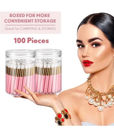 Pink 100 Pieces Lash Cleansing Brushes with Container - Eyelash Extension Cleanser Supplies - Buy Online on GoSupps.com