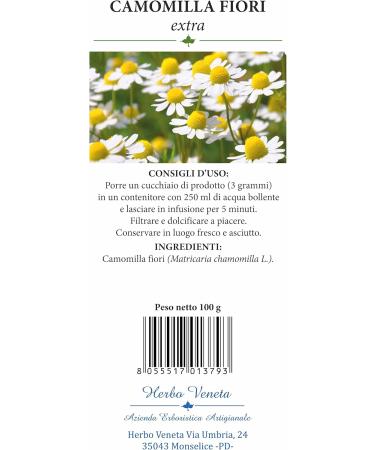 Herbo Veneta Camomilla Flowers - 5 Packs of 100g | Bulk High-Quality Chamomile for Relaxation & Wellness | Free International Shipping - Buy Online on GoSupps.com