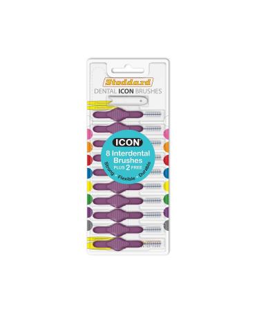 Stoddard Icon Purple Standard Interdental Brush - 8 Bush Plus 2 Free Brush in 1 Pack 10 Count (Pack of 1)
