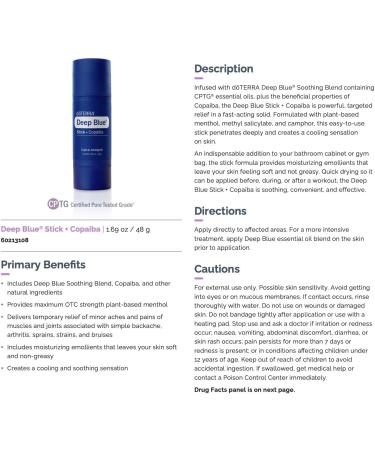 doTERRA Deep Blue Stick - 2 Pack 1.69 Ounce (Pack of 2) - Buy Online on GoSupps.com