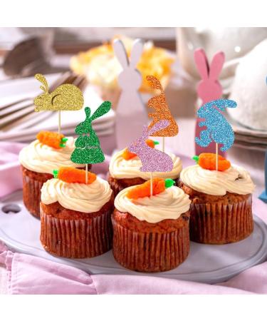 Easter Rabbit cake decorations Bunny cupcake toppers 12 pcs - Buy Online on GoSupps.com